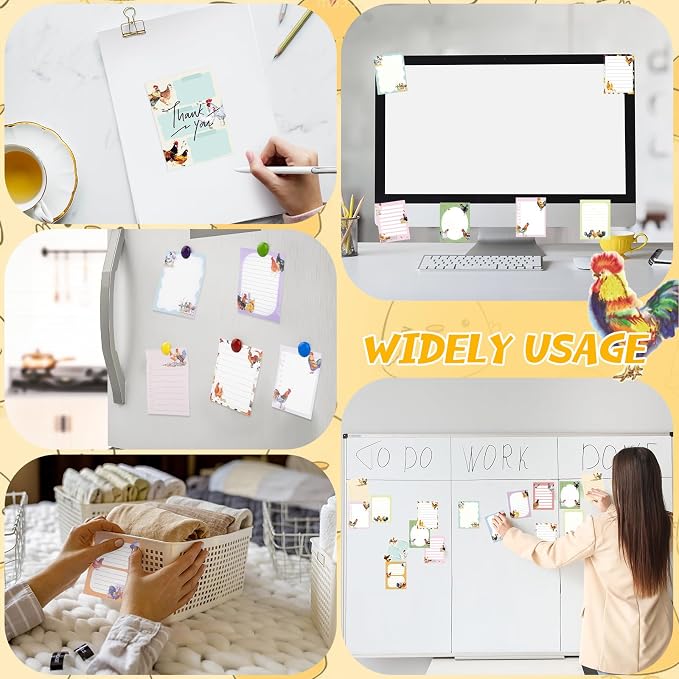 Chiisong 12 Pads Chicken Sticky Notes Cute Sticky Notes 3x4 Roosters Gifts for Women Chicken Funny Memos Animals Notepad Office Supplies Christmas Small Gifts