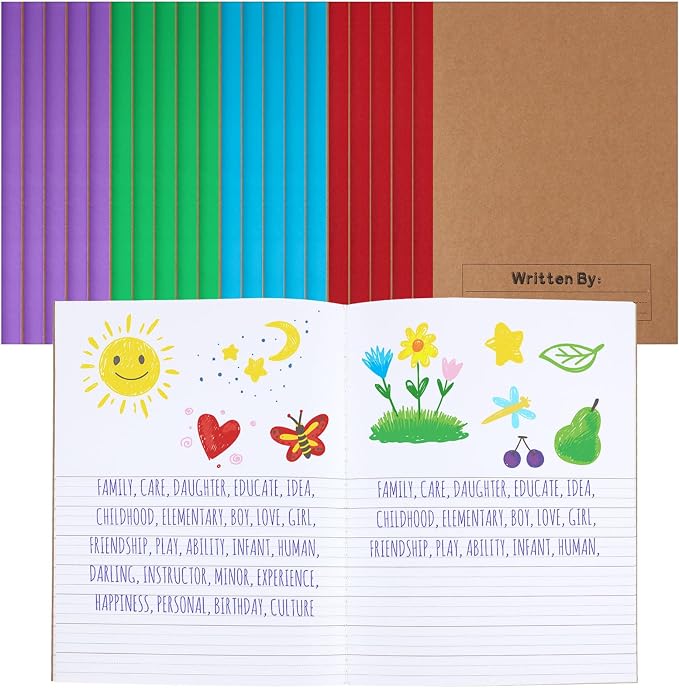 Henoyso 20 Pack Primary Composition Notebook, 9-3/4" x 7-1/2", Kids Primary Journal, K-2 Writing Notebook for Kids Student Draw Write Story Journal Half Blank Books(Fresh Color)