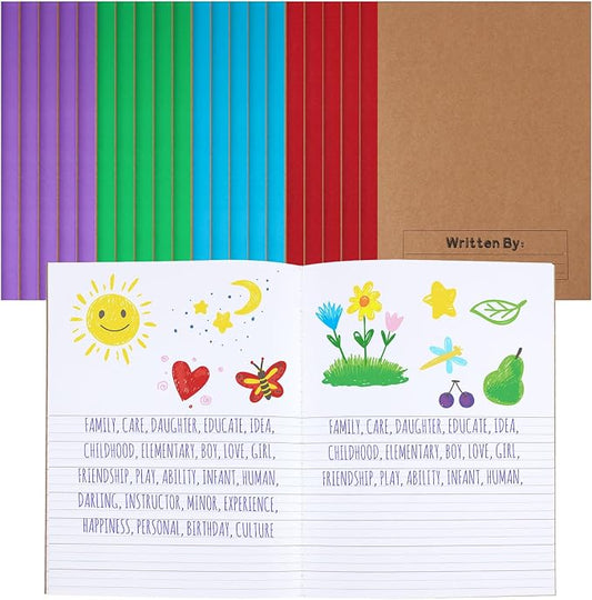 Henoyso 20 Pack Primary Composition Notebook, 9-3/4" x 7-1/2", Kids Primary Journal, K-2 Writing Notebook for Kids Student Draw Write Story Journal Half Blank Books(Fresh Color)