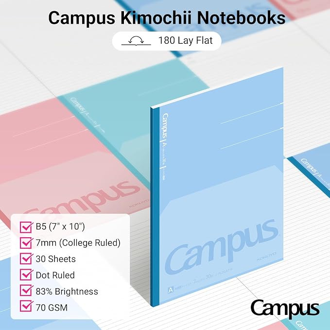KOKUYO College Stationery Kit, B5 Smart Ring Binder+Graph Paper, 6 Notebooks (Wide+Flat), 0.9mm Mechanical Pencil, 4 Gel Pens (0.5mm Black), Correction Tape, Eraser, Pencil Pouch for College & Office
