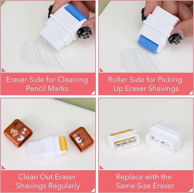Mr. Pen- Cute Animal Eraser with Clean Up Roller and Cover, 12 Pack, Latex-Free, Rubber Pencil Erasers with Collector Rollers for Teens & Kids, Teacher, Classroom, School Supplies, Party Favor