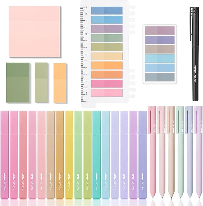 Mr. Pen- Aesthetic Book Annotation Kit, 16 No Bleed Aesthetic Highlighters | 6 Colored Ink Gel Pens, 700 Sheets Transparent Sticky Notes & Tabs for Study, Bible Journaling, Planner, Office Supplies