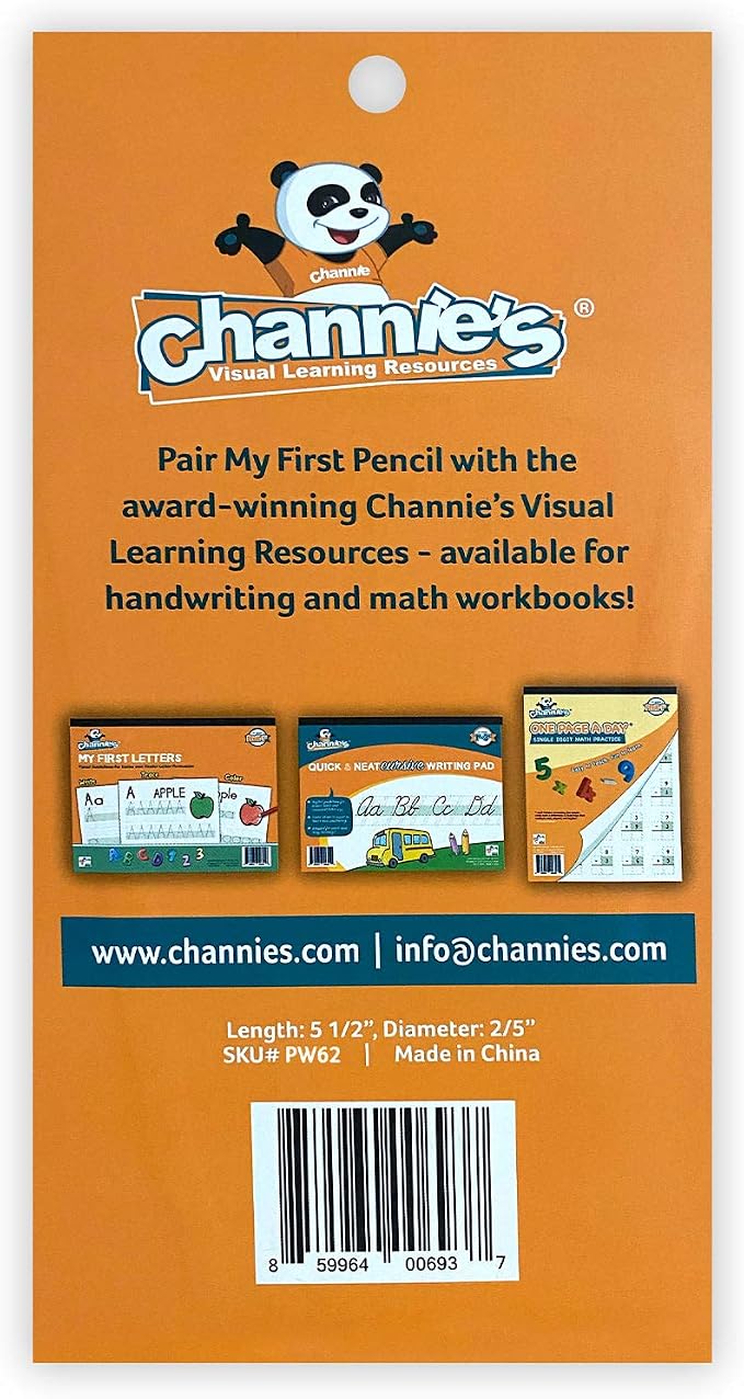 Channie's My First Pencil, Easy-to-Hold Jumbo Pre Sharpened Pencils #2 for Preschoolers, Kindergarteners & 1st Graders, White Wooden 2B Fat Pencils for Kids Ages 3-7, Pack of 2 (5 Each) & Sharpener