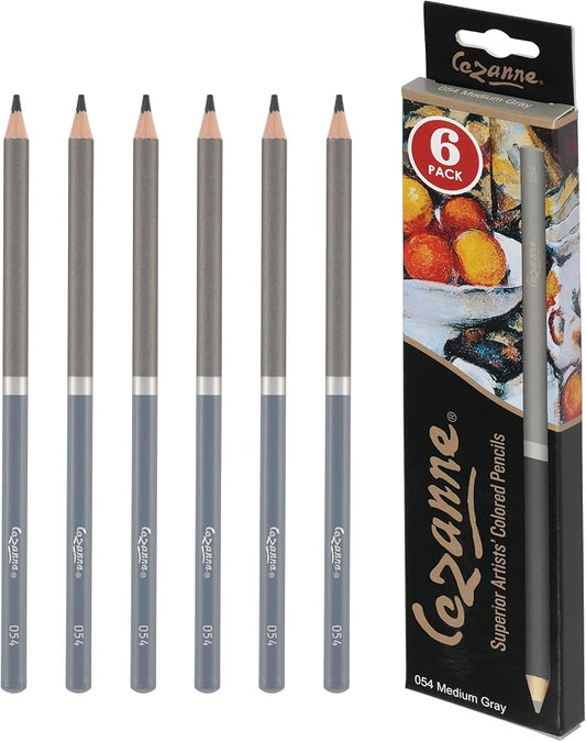Cezanne Creative Mark Premium Colored Pencils, Medium Gray, 10 Packs (60 Count) Highly Pigmented Artist Set, Smooth Sketching Coloring Highlighting Blending, Soft 3.3Mm Wax-Based