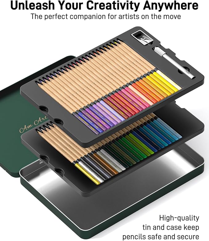 JusArt 48 Oil-Based Colored Pencils – Soft Core, Durable, Vibrant | Ultra-Smooth Oil Pastel Pencils for Adult Coloring, Portrait, Sketching, Landscape. Professional Drawing Pencils for Artists