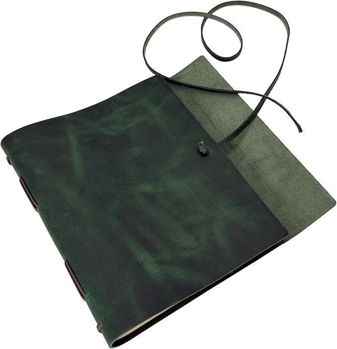 CooLeathor Large Notebook Journal - Genuine Leather Journals for Writing A4 Size Diary 8x10 Inch, Notepad For Women and Man, Gifts,Work,Travel Dark Green