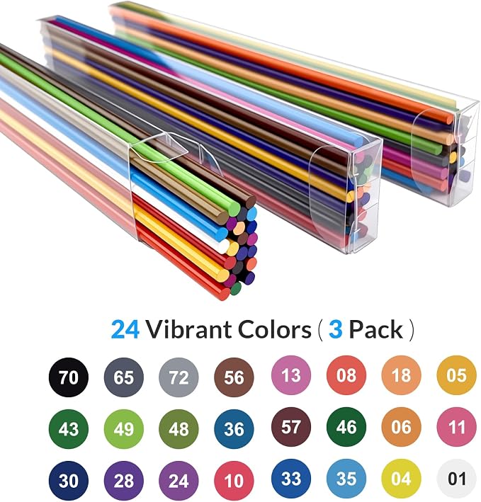 FUNLAVIE 2.6MM Colored Mechanical Pencil Lead Refills, 24 Assorted Color Pencils Refills, 3-Pack (72 PCS) – Oil-Based Soft Core Drawing Pencils, Vividly Brilliant Colors for Art & Sketching