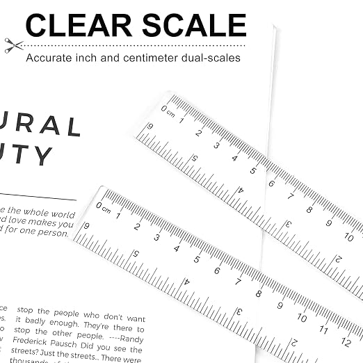 3 PCS Clear Plastic Ruler 6 Inch School Straight Short Transparent Small Ruler Measuring Tool for Drawing Straight Lines Underlining, Bookmark