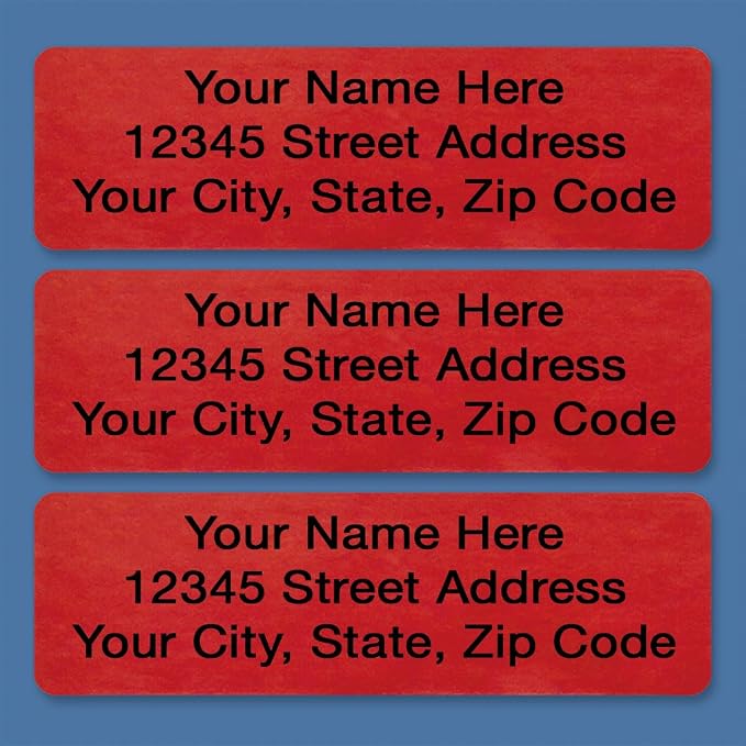 Colorful Images Red Metallic Foil Rolled Return Address Mailing Labels with Dispenser, Customize with Name & Shipping Address, 500 Self Adhesive, Easy Peel Sticker Label Roll, 3/4" x 2 1/2"