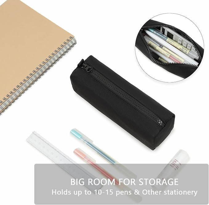 Pencil Case Lightweight and Durable Ideal Pencil Pouch for School and Office Supplies (Black,Oxford)