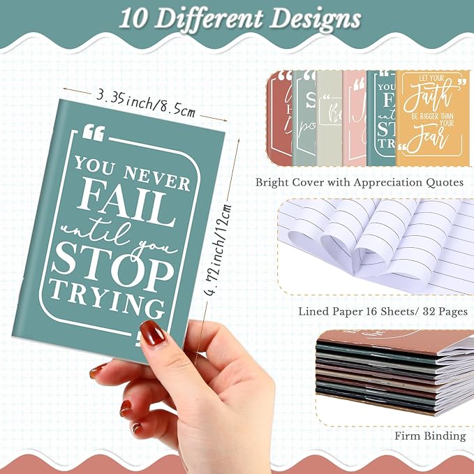 Fulmoon 100 Pcs Mini Notebooks Bulk Small Inspirational Pocket Notebooks Mini Journals Bulk Employee Appreciation Gifts Motivational Notepads for First Day of School Teacher Coworkers (Multicolor)
