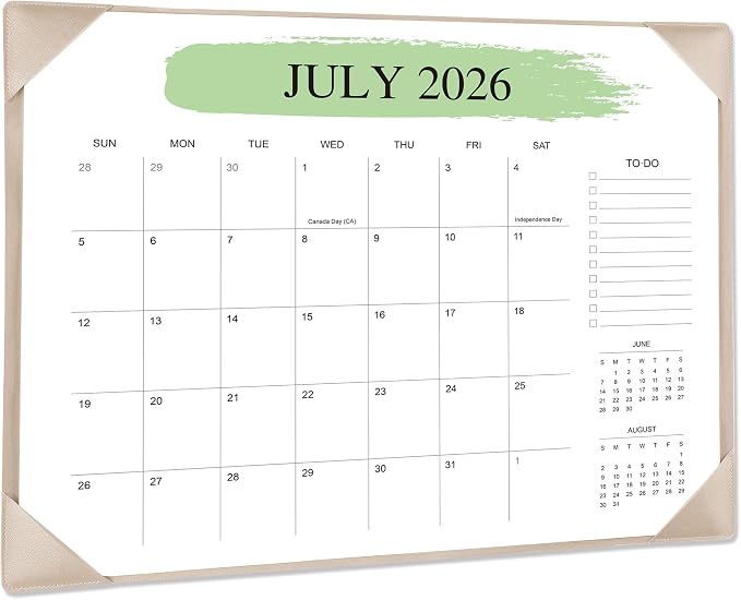 Desk Calendar 2026-2027 with Desktop Mat （22" x 17"）– Jul. 2026 - Dec. 2027 (Apricot)