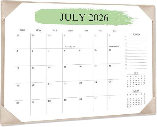 Desk Calendar 2026-2027 with Desktop Mat （22" x 17"）– Jul. 2026 - Dec. 2027 (Apricot)