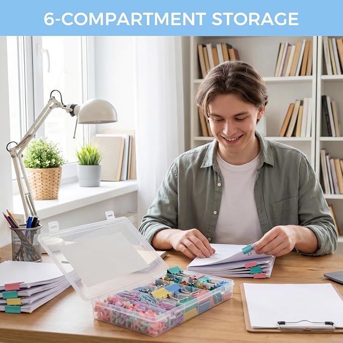 BESARME 279 PCS Paper Clips and Binder Clips Set Assorted Sizes Colorful Metal Clips with Box for Office Home School Paperwork Notes Receipts