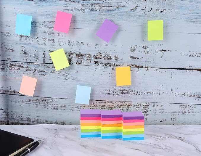 Mini Sticky Notes 1.5x2 Inches,48 Pads, Bright Colors Self-Stick Pads | 75 Sheets/Pad