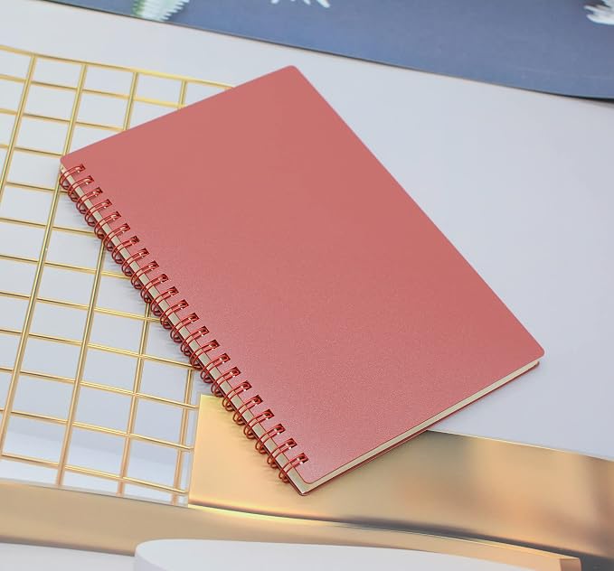 Yansanido Spiral Notebook, 4 Pcs A5 Thick Plastic Hardcover 7mm College Ruled 4 Color 80 Sheets -160 Pages Journals for Study, Work, Travel and Notes (A5, 4 Pcs Dark Color 2)