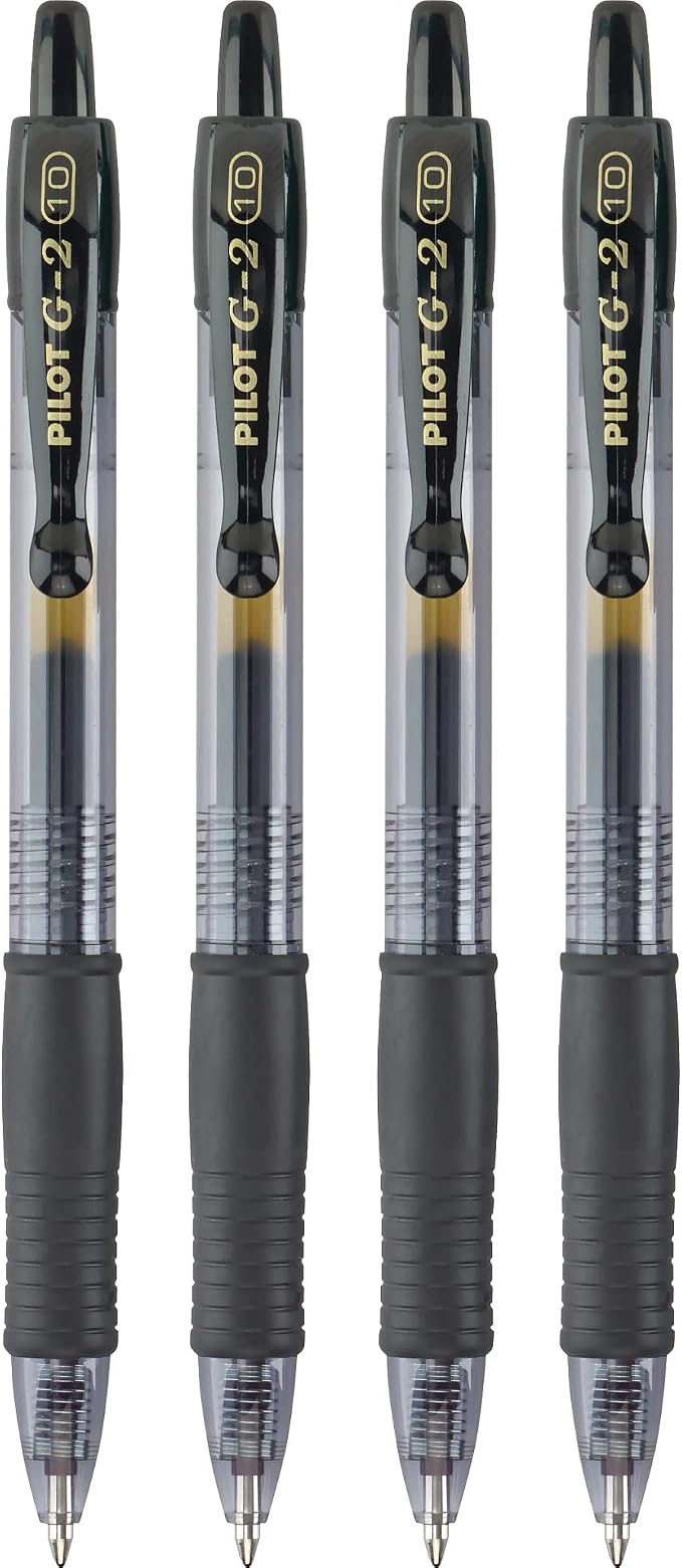PILOT G2 Premium Refillable and Retractable Rolling Ball Gel Pens, Bold Point, Black Ink, (31254) 4 Count (Pack of 2)