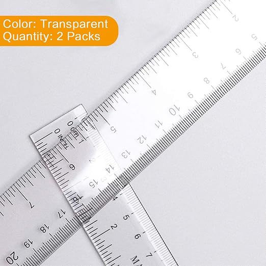 Viaky 12 Inch Clear Plastic Rulers,2 Pack,30CM Straight Ruler | Measuring Ruler with Inches&Centimeters, Easy to Read Markings, Scratch-Resistant Design, for Office,Back to School Supplies