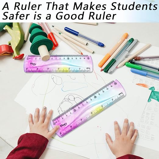 4 PCS 6 Inch Flexible Ruler, Bendable Plastic Ruler, Soft Bendable Gradient Colour Rulers with Centimeters and Inches for Student School Classroom Office Supplies