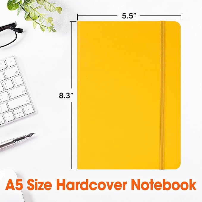 6 Pack Lined Journal Notebook for Work, 200 Pages, Medium 5.5" x 8.3", A5 College Ruled Notebook, 6 Colors, Hardcover Journaling Notebooks for Writing, Note Taking