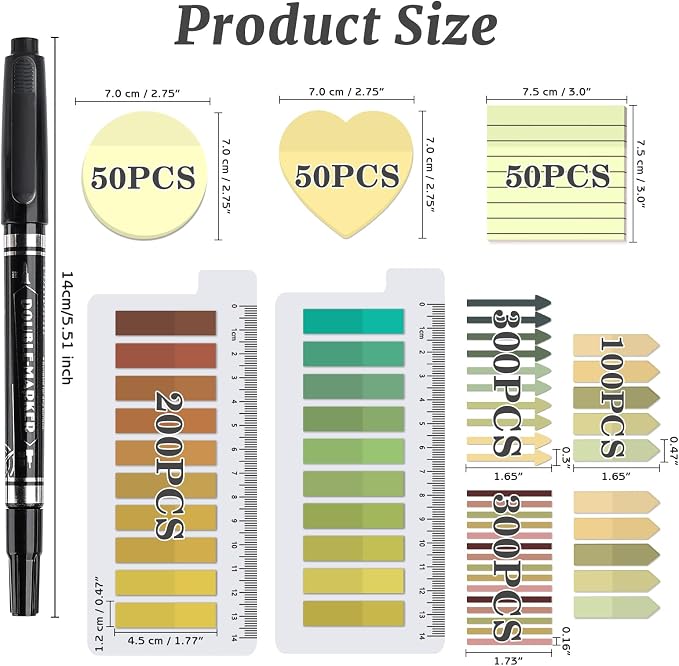 1450 Sheets Transparent Sticky Notes, 3 x 3 inch Aesthetic Clear Lined Sticky Notes with Pen, Gradient Color Waterproof Self-Adhesive Annotation Tabs for Bible Journaling (Yellow)