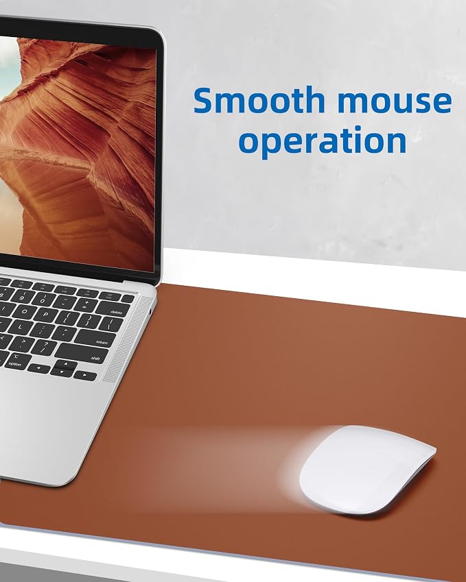 Leather Desk Pad Blotter,Mouse Pad,Office Desk Mat, Non-Slip PU Leather Desk mat,Large Desk mat,Waterproof Keyboard mat for Office/Home/Decor (Light Brown,35" x 17")