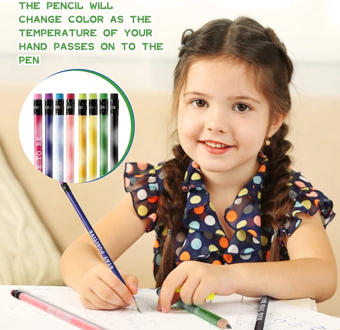 Gersoniel 60 Pcs Personalized Pencils with Name Motivational Fun Pencils Inspirational for Student Color Changing Mood for Kid(Multicolor,Classic Style)