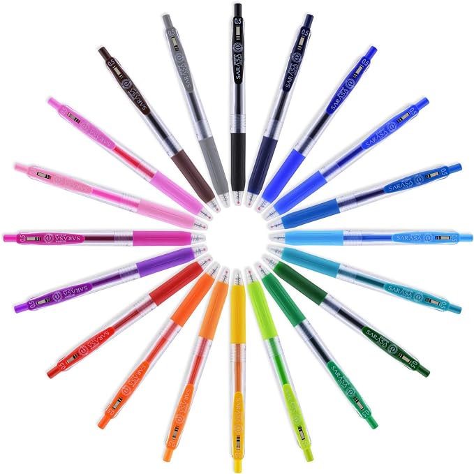 Zebra Pen SARASA Clip Retractable Gel Pen, Rainbow Assorted Ink, 12-Pack