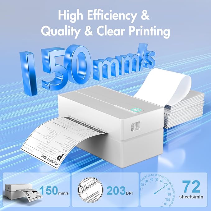 Thermal Shipping Label Printer 4x6 Bluetooth Label Maker for Small Business | Wireless Mailing Shipping Printer for USPS UPS Amazon Shopify Etsy - Compatible with iPhone Android Windows & Mac (White)