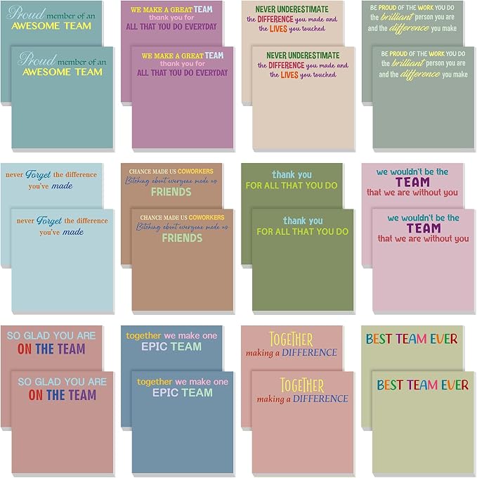 Yinder 24 Pcs Sticky Notes Gifts Bulk,Team,Morandi