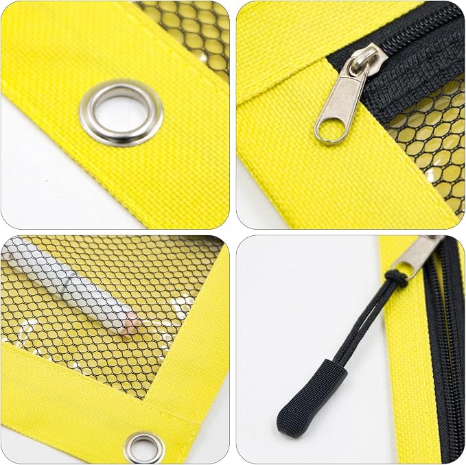 DoDoMagxanadu 3 Ring Pencil Pouch, Binder Pencil Pouch with Zipper and Mesh Window,8pack 8colors