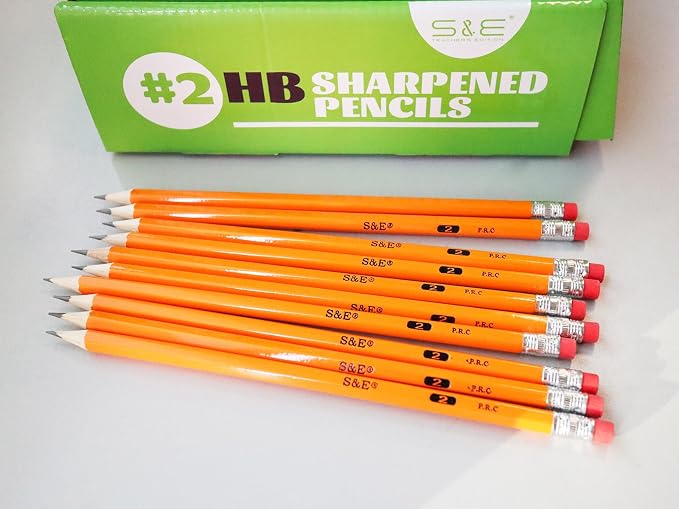 S & E TEACHER'S EDITION #2 Pencils, Pre-sharpened HB Lead Bulk Box – 200 Pack Yellow Woodcase Pencils with Erasers, Ideal for Standardized Tests, Classroom & Home – No. 2 Pencil Back to School