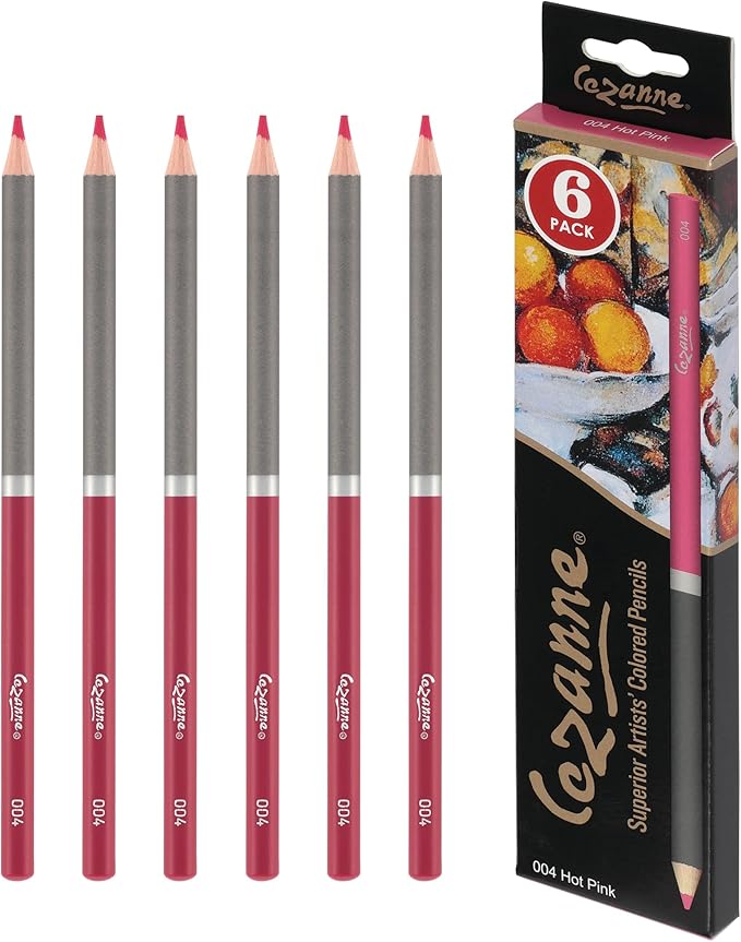 Cezanne Creative Mark Premium Colored Pencils, Hot Pink, 2 Packs (12 Count) Highly Pigmented Artist Set, Smooth Sketching Coloring Highlighting Blending, Soft 3.3Mm Wax-Based