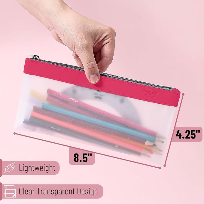 Mr. Pen- Clear Pencil Pouch, 8.50"x4.25", 6 Pack, Durable TPU Material | Medium Water-Resistant Pencil Bags with Smooth Zipper, Multipurpose Clear Pouch for Stationery, School, Office