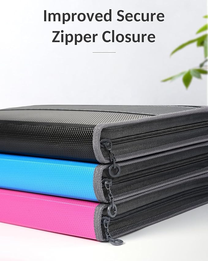 Sooez Accordion File Organizer with Safe Zipper, 12 Pocket Expanding File Folder with Front Pencil Pouch, Portable Monthly Paper Bill Tax Receipt Organizer, School Office Supplies, Letter Size, Blue