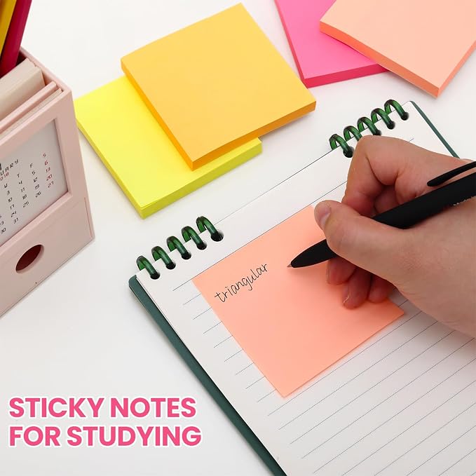 3x3 Sticky Notes, 4 Pads Clear Sticky Notes + 4 Pads Colorful Sticky Pads | Office Todo List & Brainstorming;Perfect for Textbook Annotation & Reminders;Great for Classroom Organization & Board Work