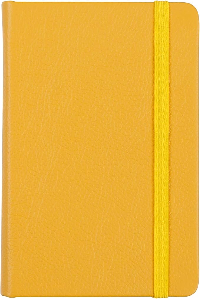 Leather Pocket Notebook, Writing Journal, Full-Grain Leather, Narrow Ruled Paper, Notebooks for Work & School, Butter Yellow (5.7" x 3.8”)