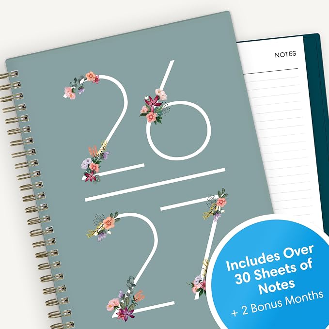 Blue Sky 2026-2027 Weekly & Monthly Academic Planner, 5.875"x8.625", Greta | July 2026 - June 2027, Flexible Cover, Wirebound, Laminated Tabs, Extra 30 Sheets of Notes, Academic Year