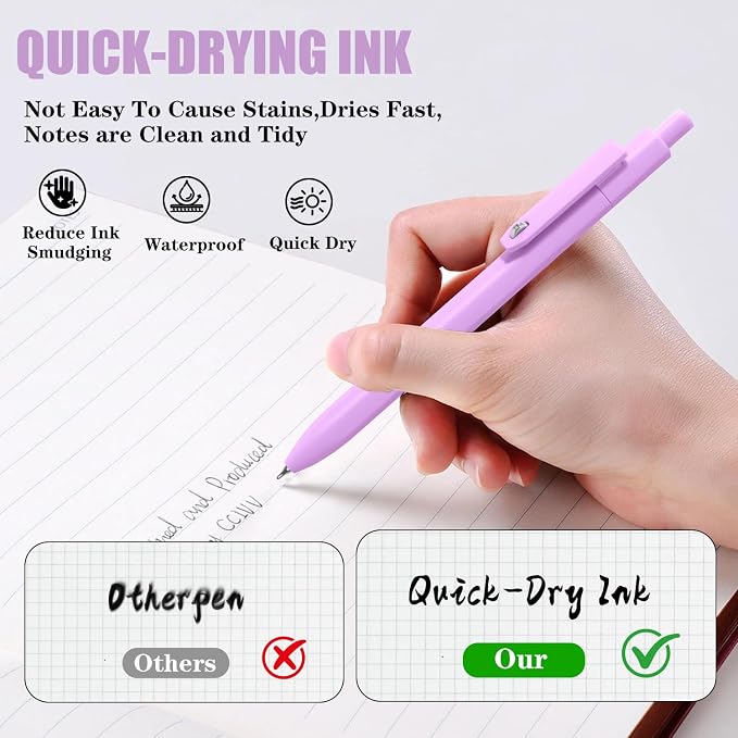 Piochoo Gel Pens, 8pcs Black Ink Pens 0.5mm Smooth Writing Pens,Cute Color Pens for Journaling Desk Accessories Office School Supplies Gifts for Women Nurses