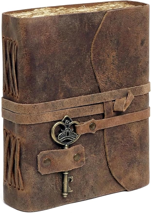 cuero Vintage Leather Journal - Handmade Refillable Leather Bound Notebook with Deckle Edge Paper, Antique Travel Diary, Writing Journal for Men & Women - Vintage Notebook Binder (8 by 6 inch)