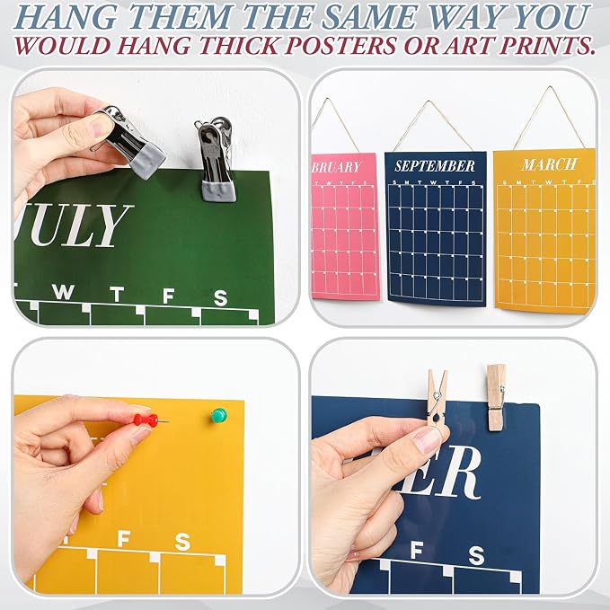 Fullhawl 18 Pcs 2026-2027 Undated Large Wall Calendar Back to School Dry Ease 12 Month Classroom Decor Reusable Calendar Yearly Blank Planner Christmas New Year Gift for Office Home (Classic)