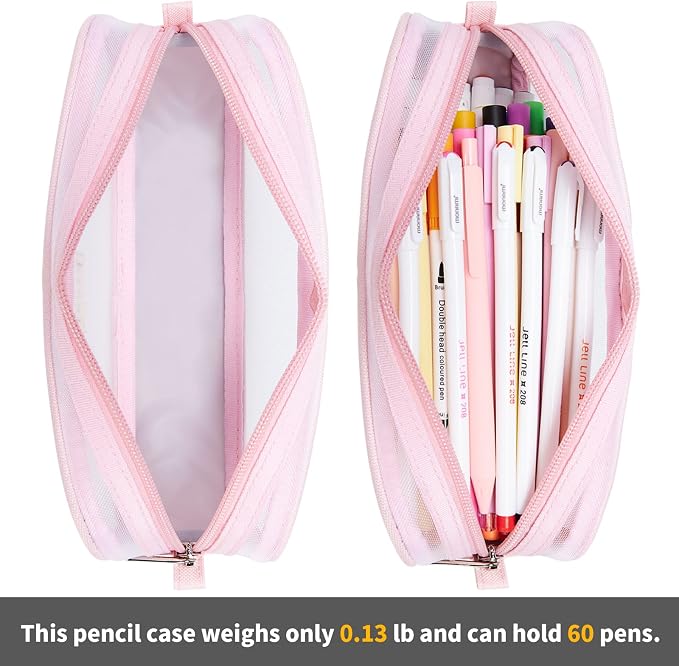 KALIDI Grid Mesh Pencil Case Large Capacity Pencil Case Big Pencil Pouch With Zipper Simple Stationery Bag Aesthetic Pen Bag for School Teen Girl Boy Multi-Purpose bag for office Men Women