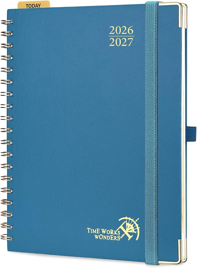 POPRUN 2026-2027 Weekly Planner 10" x 8"Weekly and Monthly Planner Calendar | Jul 2026 - Jun 2027，Daily Agenda Book & Appointment Book with Hourly Schedule, Tabs, Hardcove- Night Sky Navy Blue