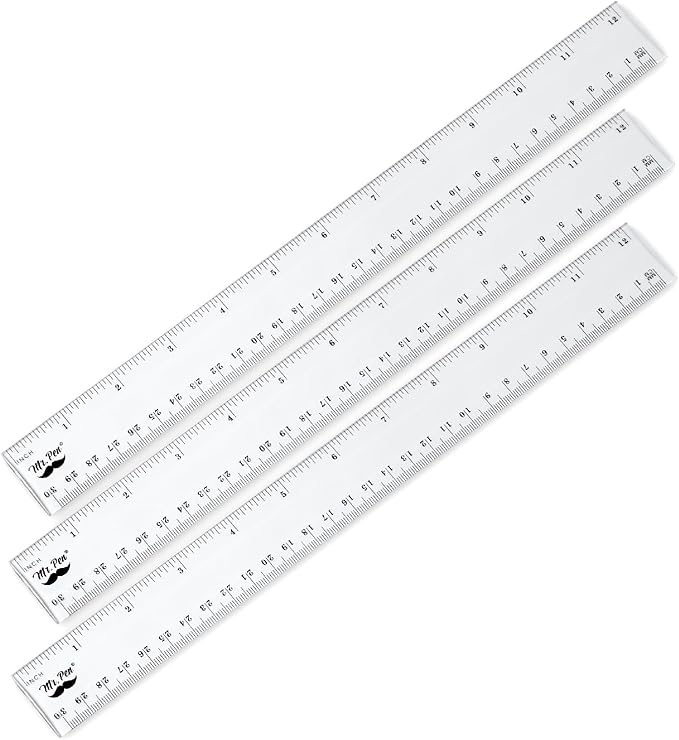 Mr. Pen- Plastic Rulers, 12 Inch, 3 Pack, Easy-to-Read Markings | Scratch-Resistant Design with Inches and Centimeters, Durable Transplant Rulers for Crafting Office & School, School Supplies