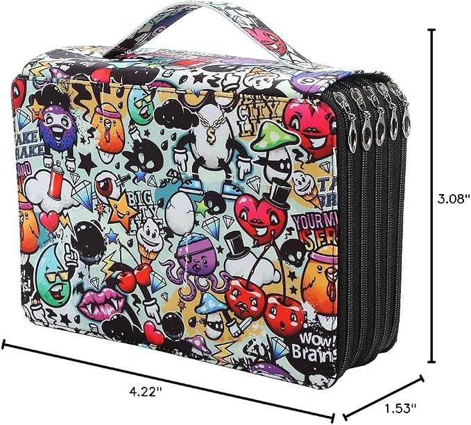 250 Slots Colored Pencil Case Organizer, 5 Layer Bag | Twill Oxford fabric, 255 elastic loops, detachable handle, for travel, home storage, drawing tools, creative gifts