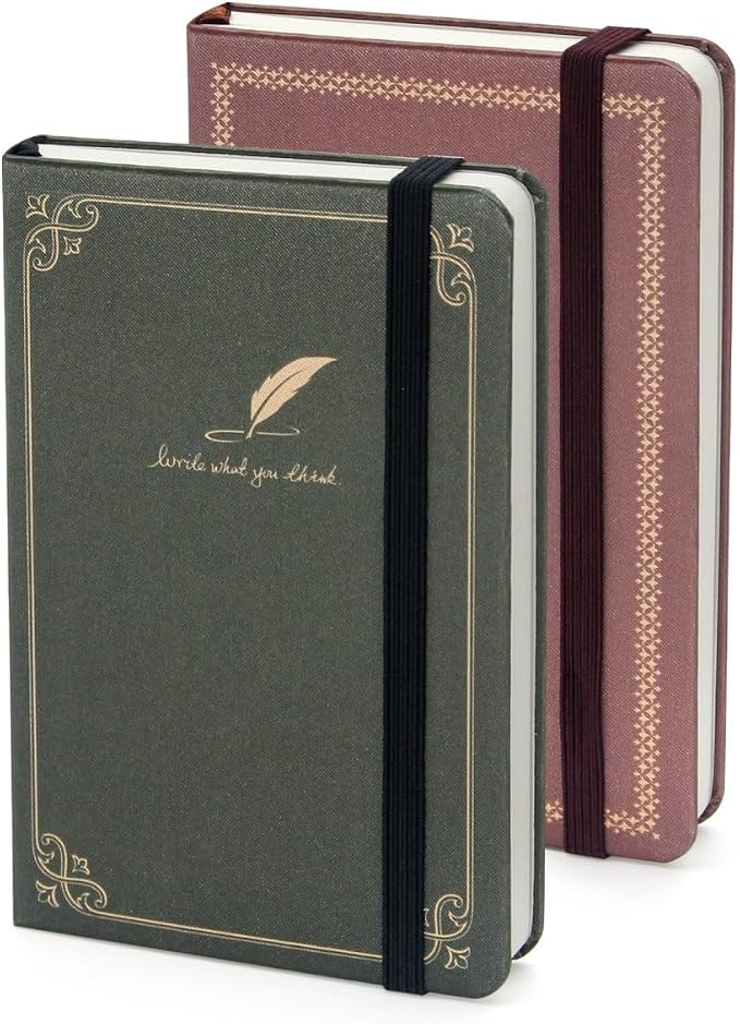 WETLOTE European Vintage Pattern Notebook - Made of sustainable and excellent quality paper,gold fabric and simple patterns, suitable for office, school and many other occasions(Black+Red/A6)