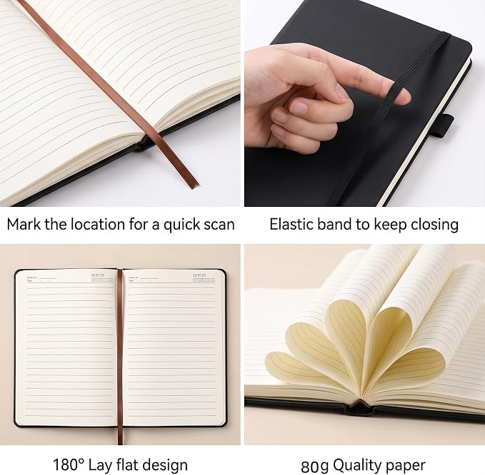 Topphopy 36 Pack Pu Leather Lined Journal Notebooks, A5 Executive Notebooks Bulk, 5.5 x 8.3 Inch Hardcover Notepad for Business Office School (solid color)