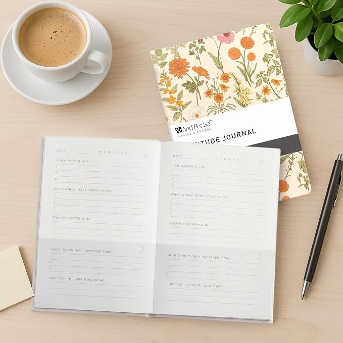 And Per Se Gratitude Journal for Women – 5 Minute Daily Practice with Prompts & Quotes – Undated Mindfulness & Happiness Notebook (Wild Flowers)