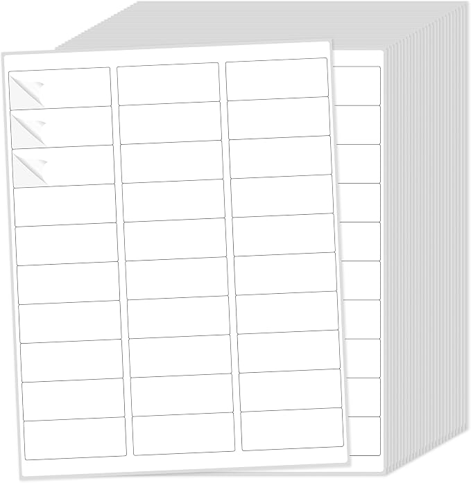 THEBLUETOUCH 3000 pcs Matte White Address Printable Labels, 1" x2-5/8 | 100 Sheets, 30 Labels Per Sheet, Blank Mailing Stickers, Compatible with Laser and Inkjet Printers for Shipping Address Use