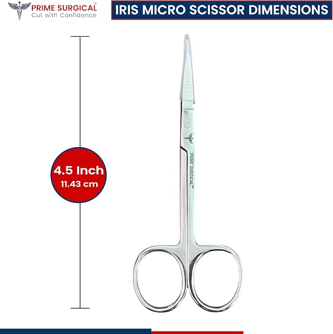 Iris Micro Dissecting Scissors 4.5” Curved (CVD) – Fine Point Surgical Scissors for Skin Tag, Gum, Suture & Eye Procedures – Medical Dental Tool for Doctors, Nurses, Students & Training (1pc)